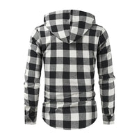 Men's New Plaid Hooded Sweater Long Sleeve Casual Thin Jacket Stand Hooded Shirt European Style Fashionable Outwear
