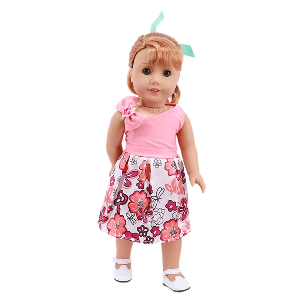 Baby Girls Dress Dolls Clothes Daily Fashion Dress For 18 inch American Doll Girl's Accessories 43Cm Baby Reborn,Generation Gift