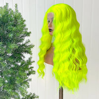 AIMEYA Yellow Hair Cosplay Synthetic Lace Front Wigs for Women Long Loose Wave Wig Free Part Heat Resistant Fiber Synthetic Wig