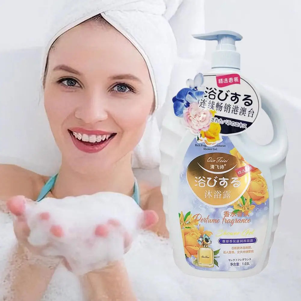 1L Shower Gel Perfume Fragrance Long-lasting Scent, Moisturizing & Hydrating Care Skin Bath Wash Body Cleanser Body Wash