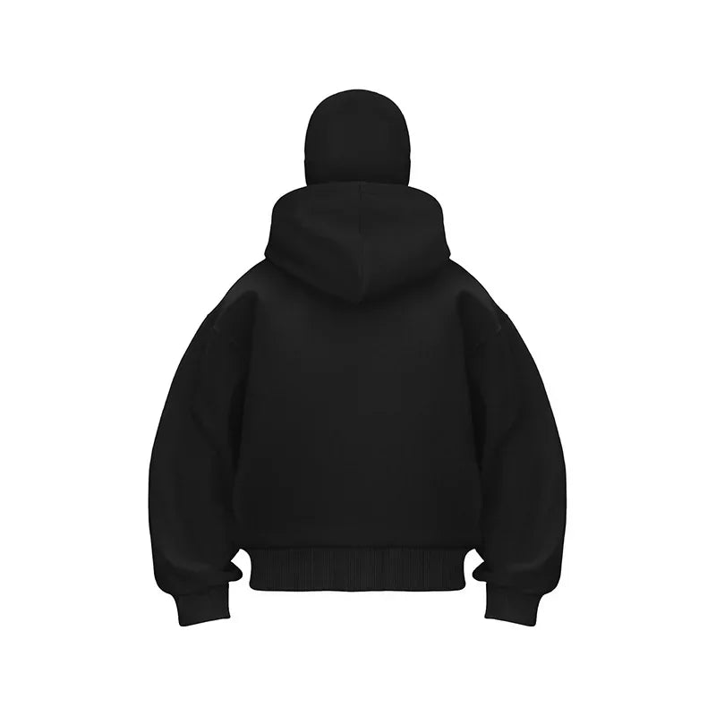 women's Men's and Balaclava Y2K Gothic Harajuku winter new item double hooded sweatshirt men's hooded mask zipper sportswear