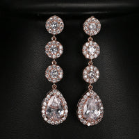 Minimalism Teardrop Round Zircon Long Dangle Earrings for Women 2021 Wedding Engagement Jewelry Bridal Drop Earrings Statement