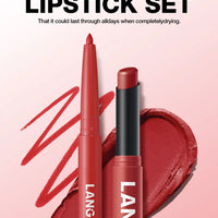 Integrated waterproof lipliner+lipstick lipstick lipstick set,no smudge,no fade,no cup,durable,easy to create a perfect makeup!