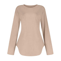 Traf 2024 Mujer Womens Long Sleeve Round Neck Shirts Side Split Basic Loose Tunic Tops Casual Shirts Ropa De Mujer Fashion