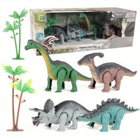 A Gift Set Of Dinosaur Toys, Running Mechanical Animal Toy That Walks Automatically When Wound Up. Birthday Gift For Children.