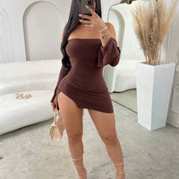 Women Strapless Backless  Mini Dress For Women Black Off-shoulder Long Sleeve Bodycon Club Party Dress Clothes