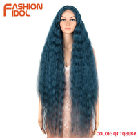 Synthetic Wigs Cosplay Loose Wave Hair Lace Front Wigs For Women Ombre Brown Water Wave 42 Inch Curly Hair Heat Resistant Wig