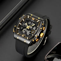 LOQNCE Sports Watches Fashion Men Watches 50m Waterproof Rectangle LED Big Dial Display Digital Watches LED Wristwatches Men