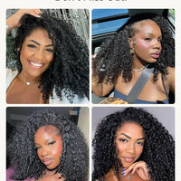 VSHOW Burmese Curly 3 IN 1 Half Wig Flip Over No Glue Install with Drawstring Beginner Friendly 100% Human Hair Natural Hairline