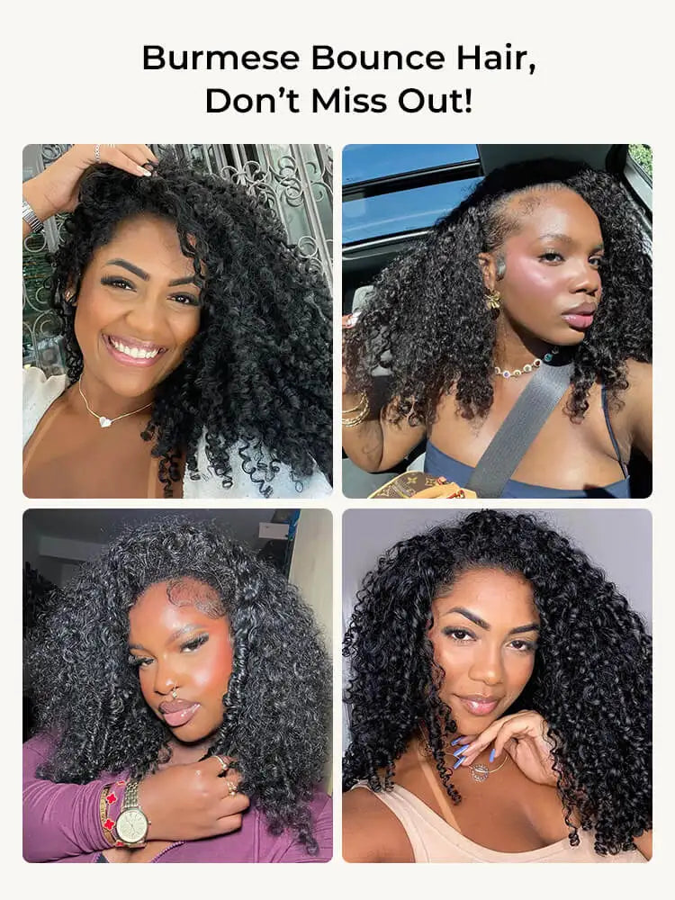 VSHOW Burmese Curly 3 IN 1 Half Wig Flip Over No Glue Install with Drawstring Beginner Friendly 100% Human Hair Natural Hairline