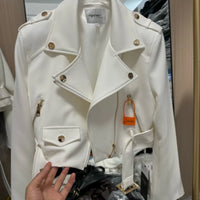 Korean version of the long-sleeved motorcycle jacket jacket women's spring and autumn new fashion temperament Joker suit collar