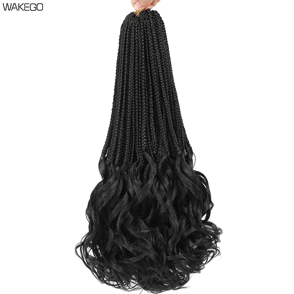 14 18 24 Inch French Curl Box Braids Crochet Hair Ombre Brown to Blonde Prelooped Synthetic French Curls Braiding Hair for Women