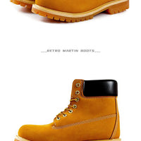 Unisex Leather Round Toe Thick Sole Safety Boots Casual Genuine Leather Quality Boots For Women Men