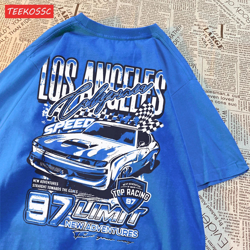 Cool Racing Cars Printed Short Sleeve Breathable Fashion T Shirts Breathable Streetwear Clothing Everyday Cartoon T-Shirt