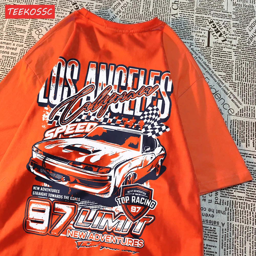 Cool Racing Cars Printed Short Sleeve Breathable Fashion T Shirts Breathable Streetwear Clothing Everyday Cartoon T-Shirt