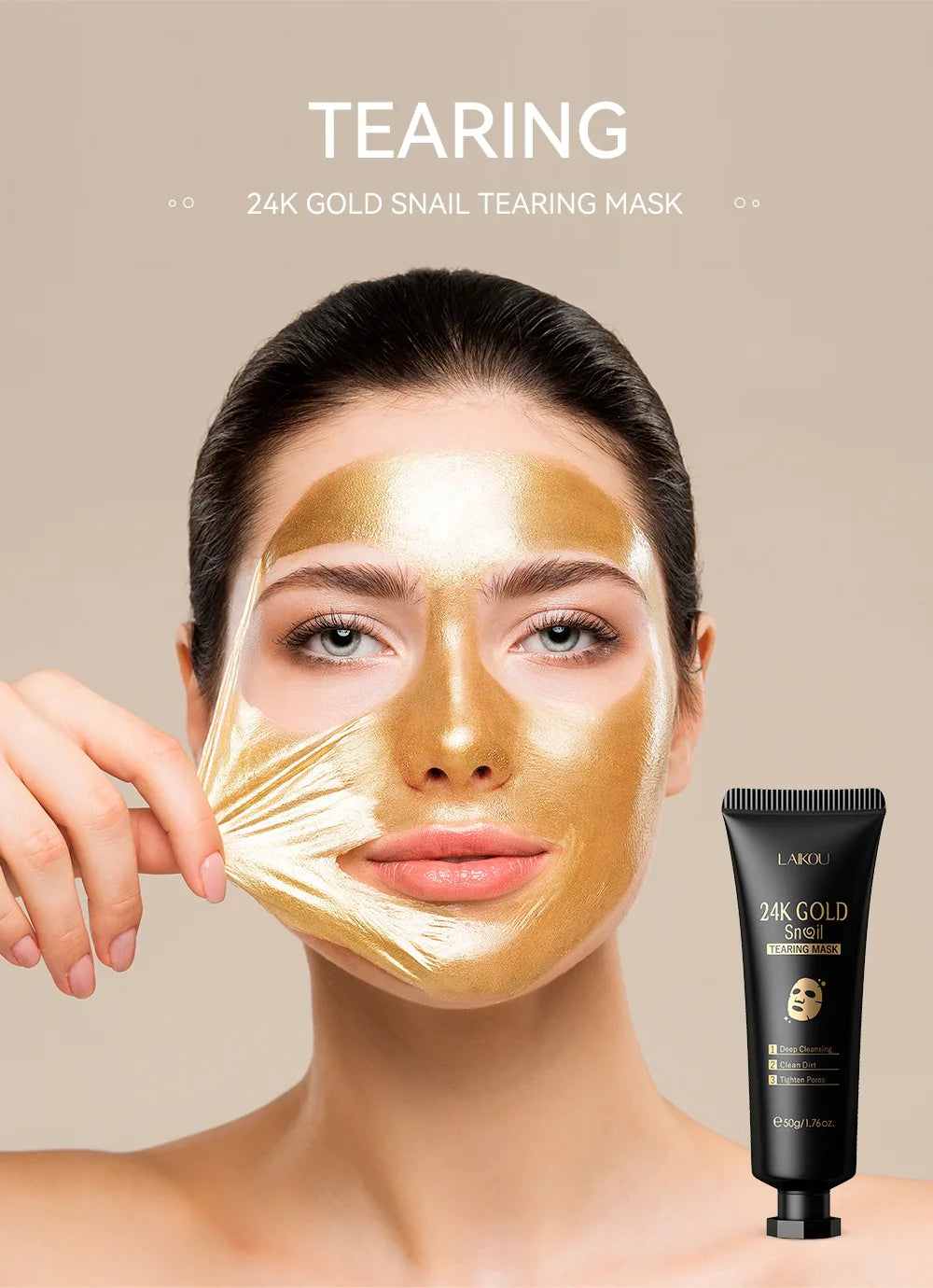 LAIKOU Sakura 24K Gold Peeling Face Mask Anti Wrinkle Whitening Acne Blackhead Removal Facial Tear Off Mask Skin Care Products