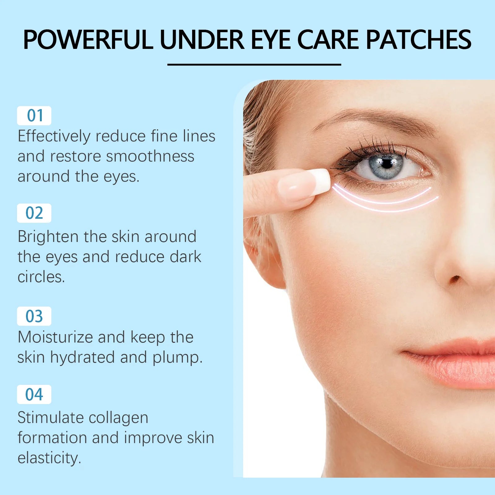 Eye Patches Dark Circles Puffiness with Hydrating Gel Technology Soothing Fine Lines Care for Sensitive Dry Skin Women 60 Pcs