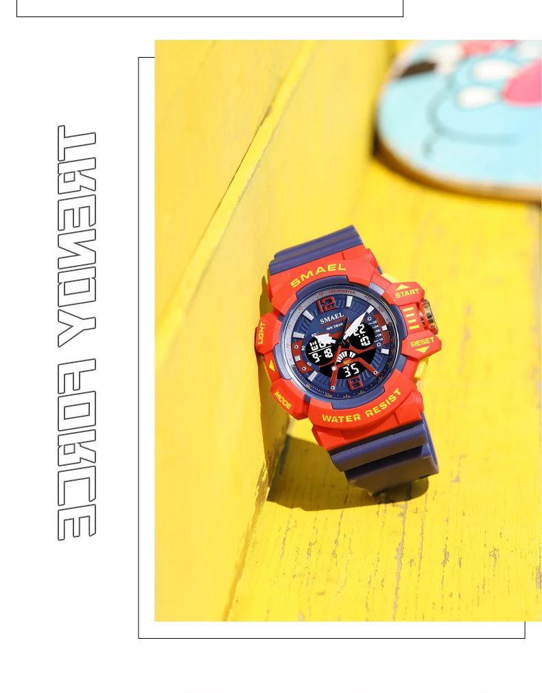 SMAEL Sport Watch for Men Waterproof Wristwatches Student Dual Display Digital Multi-function Stopwatch Clocks 8065 Male Watches