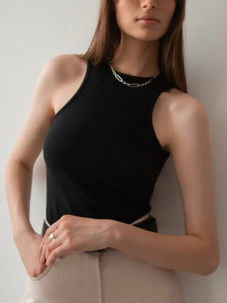 Women's Corset Summer 100% Cotton Crop Top Y2k Knitted Camis O Neck Knit Camisole Sleeveless Vest Solid Slim Tank Tops Women