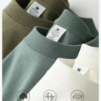 Men's 230g Heavy Cotton Short-sleeved T-shirt Men Pure Cotton Loose Solid Color Bottoming Shirt Trendy Man T-shirt Tops Clothes