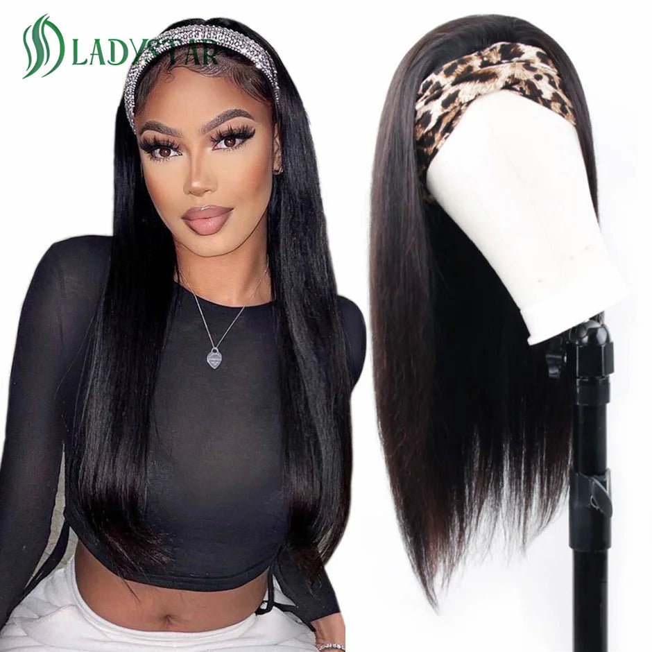 Brazilian Straight Hair Headband Wig Remy Human Hair Wigs For Women Scarf Wig Straight Hair Wigs With Headband