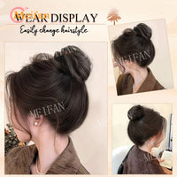 Messy Straight Hair Bun Hair Extensions Synthetic Mini Hair Clip Bun Hairbands Donut Wig Accessories High Bun Hair Extensions
