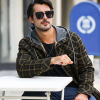 Men's Jackets Winter Hooded Warm Coat Casual Thicken Plaid Work Flannel Snap Sherpa Lined Fleece Clothing US Size
