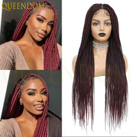 36'' Blonde Synthetic Long Cornrows Box Braided Full Lace Front Wig for Black Women Straight Lace Front Braiding Hair Wig