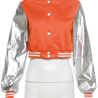 Kliou Letter Shape Patchwork Coats Women Casual Classic Panelled Long Sleeve Single Breasted Croped Jacket Female Street Outwear