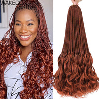 14 18 24 Inch French Curl Box Braids Crochet Hair Ombre Brown to Blonde Prelooped Synthetic French Curls Braiding Hair for Women