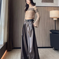High Waist Wide Leg PU Leather Pants Women's Suit Casual Floor Length Trousers Autumn Winter New Style Loose Fit Long Pants
