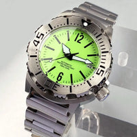 42mm Tandorio Monster Watches 20ATM Waterproof NH35ADiver Automatic Watch Men Sapphire Green Luminous Dial Steel Bracelet