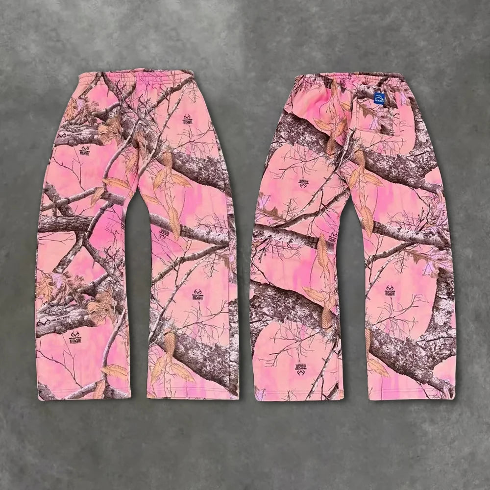 Y2K Retro Streetwear Men Camouflage Pattern Printed High Street Hip Hop Sweat Pants Men Oversized Unisex Casual Camo Baggy Pants