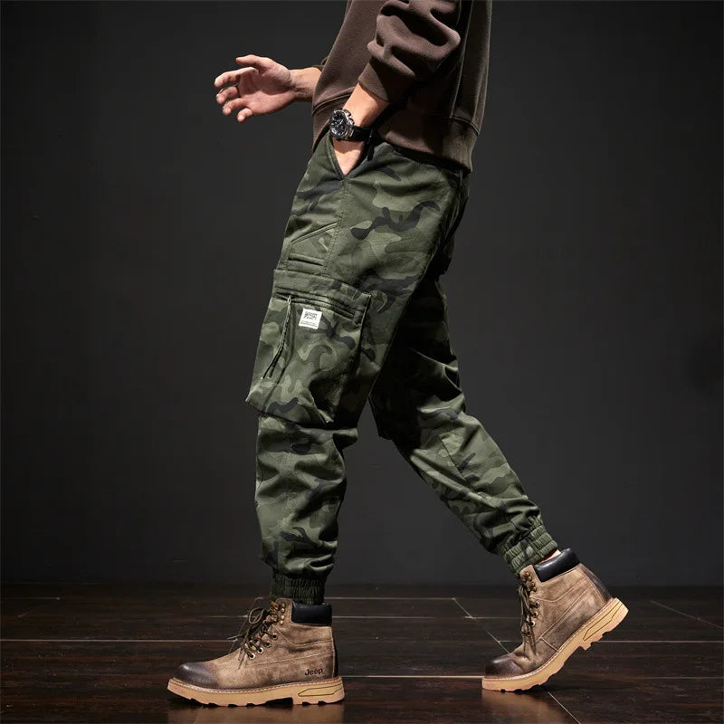 2025 NewMen's Fleece-Lined American Camouflage Casual Multi-Pocket Loose Zipper Jogger Pants Autumn Youth Trendy Workwear