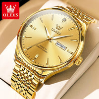 OLEVS Men's Watches Fashion Simple Calendar Week Luminous Waterproof  Steel Strap Man Watch Original Quartz Watches for Men 2929