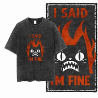 COOLMIND DB cat Printed Cotton Acid Washed Exclusive Graphic Unisex T Shirt Cool Streetwear Men Tshirts Big Size Tee for men