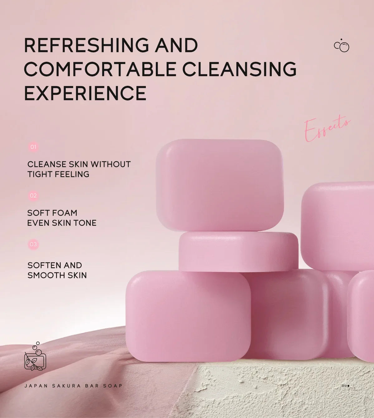 Laikou Sakura Handmade Facial Soap Cleans Skin Shower And Removes Bacteria 99.9% Travel Be Carried For Adults And Children 90g