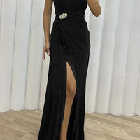 Women Sexy Dress New Sleeveless Solid Party Slim Empire Split Female Elegant Round Neck Fashion Long Clothing
