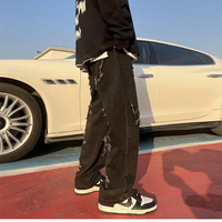 Cross Embroidery Y2k Jeans Mens Straight Denim Pants Casual Vintage Jeans Versatile Fashion Streetwear Spring High Street Pants