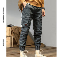 CAAYU Joggers Cargo Pants Mens Casual Y2k Multi-Pocket Male Trousers Sweatpants Streetwear Techwear Military Green Track Pants