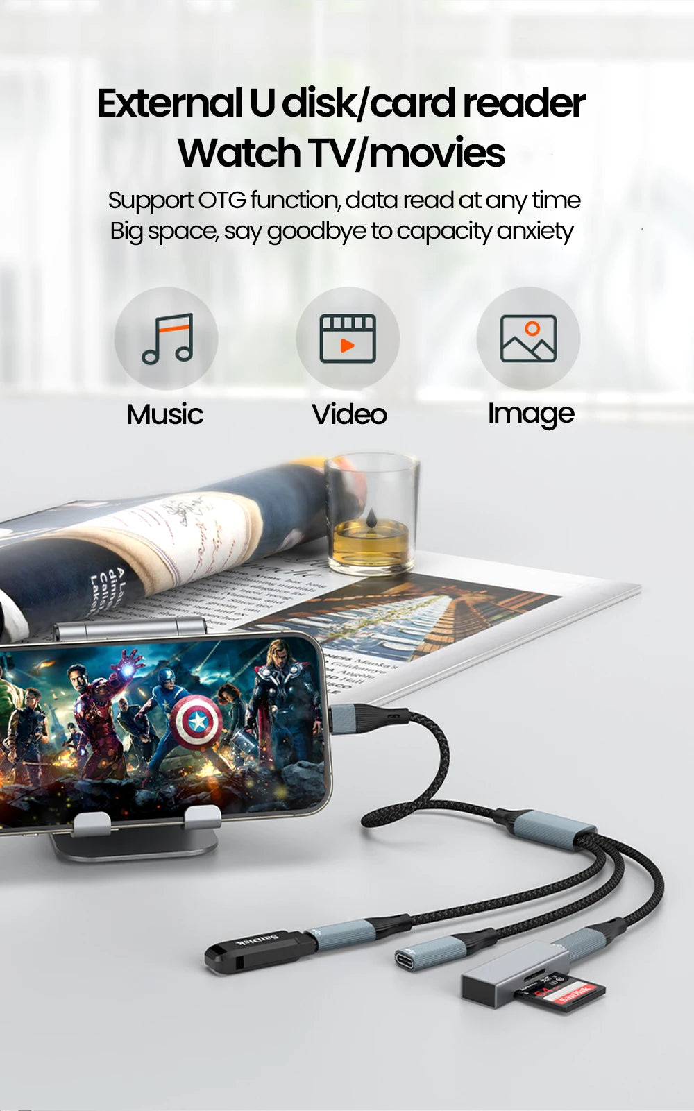 USB Type C HUB Multiple Splitter Adapter OTG Data Transfer 3/2 Port USB Power Charging Hub Cable Connector Adapter