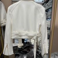 Korean version of the long-sleeved motorcycle jacket jacket women's spring and autumn new fashion temperament Joker suit collar