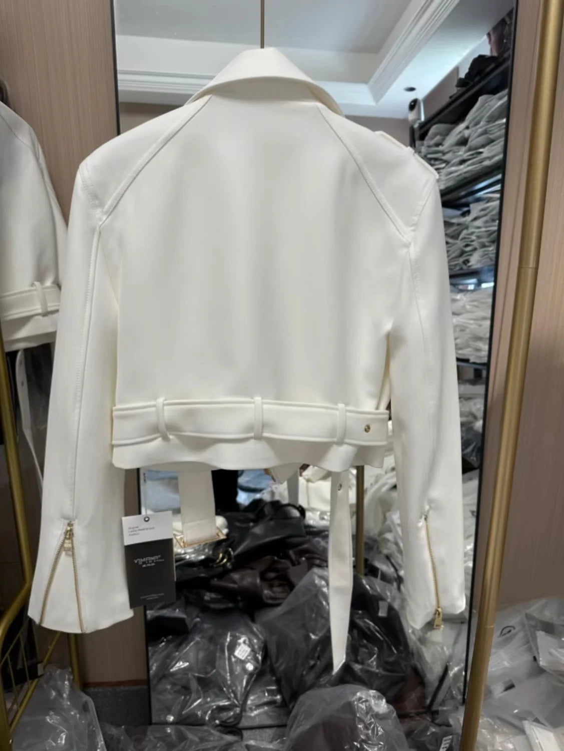 Korean version of the long-sleeved motorcycle jacket jacket women's spring and autumn new fashion temperament Joker suit collar