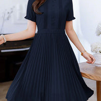 2025 ZANZEA Elegant Women Midi Dresses Summer Office Work Dress Short Sleeve O Neck Party Vestidos Pleated Sundress Robe Femme