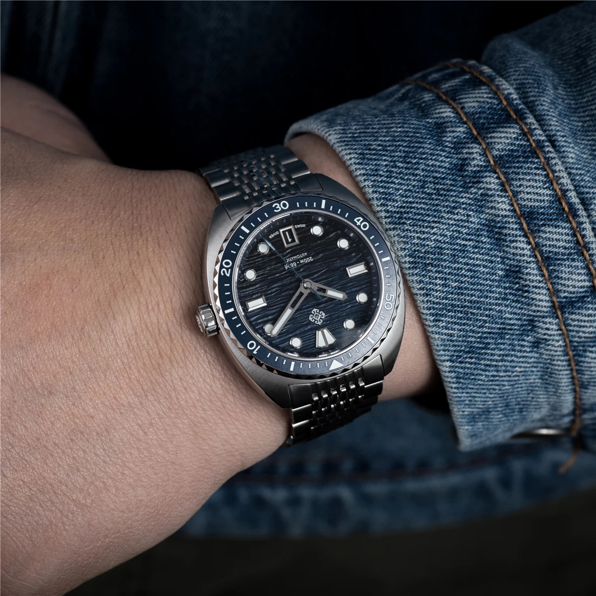 2025 New IXDAO IPOSE Automatic Mechanical Men Watch JD-X07S Dragon Scale Pattern Watch Stainless Steel BWG-9 Diving reloj hombre