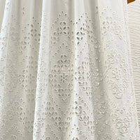 White Sleeveless Embroidery Midi Dress 2025 Top Quality