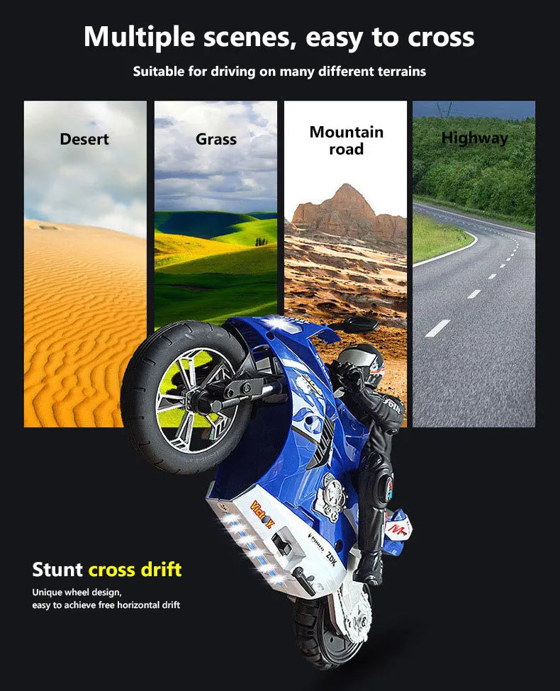 RC Motorcycles 1/6 Electric Motor RC Cars High Speed 4CH Remote Control Racing Motorcycle Drift Car Kids Xmas Festival Gift