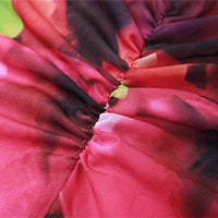 kliou Summer Women Mid-Calf Streetwear Mesh Dress K23D33078 Girl Mul-ti color Print Halter Backless Vestido Slim Shirring Robe