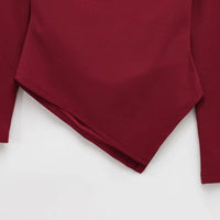 TFMLN 2025 Fashion Asymmetric Women Top T Shirts New Elegant Spring Summer Elastic Clothes Long Sleeve Shirt Top