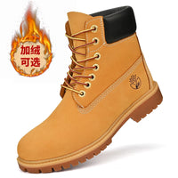 Mens Walking Shoes Fashion Outdoor Sports Leisure High Top Boots Winter Velvet Anti Slip Rubber Flat Lace Up Boots for Man